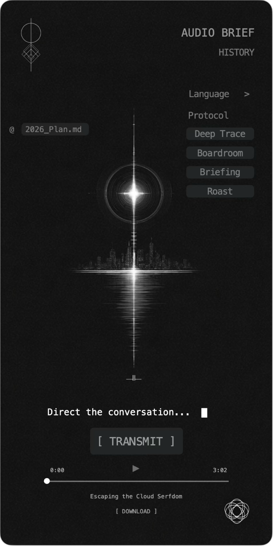 Audio Brief Interface